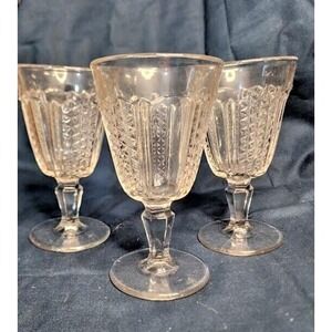 Antique EAPG McKee & Brothers Royal Selby Set of 3 Gobles Ca. 1870's